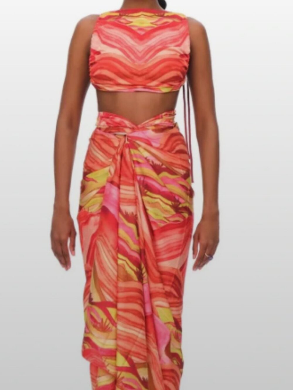 Andrea Iyamah Red and Yellow Swim Sarong